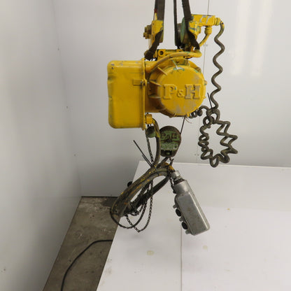 P & H Ziplift 1/2 Ton Electric Cable Hoist 460V 3PH 15' Lift 7/20FPM W/Trolley
