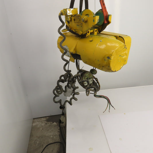 P & H Ziplift 1/2 Ton Electric Cable Hoist 460V 3PH 15' Lift 7/20FPM W/Trolley