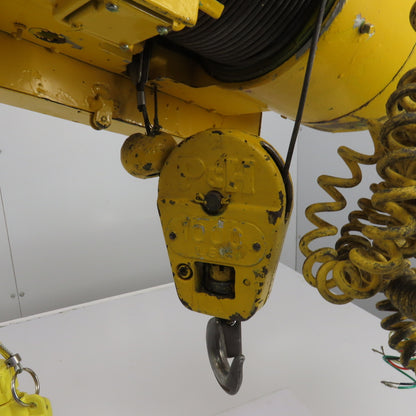 P & H Ziplift 1/2 Ton Electric Wire Rope Hoist 3PH 15' Lift 7/20FPM W/Trolley