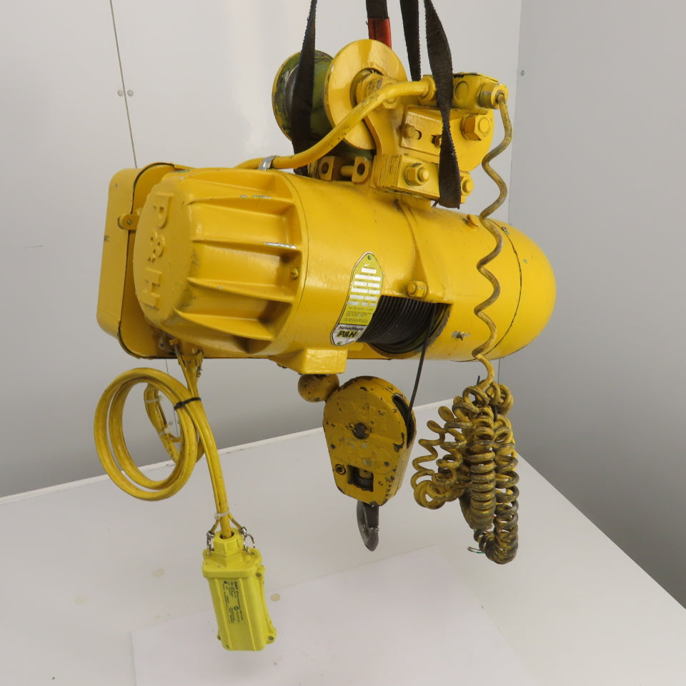 P & H Ziplift 1/2 Ton Electric Wire Rope Hoist 3PH 15' Lift 7/20FPM W/Trolley