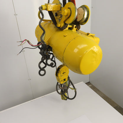 P & H Ziplift 1/4 Ton Electric Wire Rope Hoist 460V 3PH 15' Lift 28FPM W/Trolley