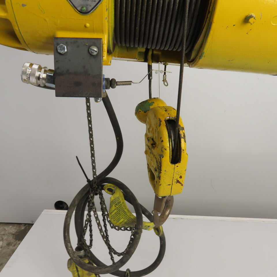 P & H Ziplift 1/4 Ton Electric Wire Rope Hoist 460V 3PH 15' Lift 28FPM W/Trolley