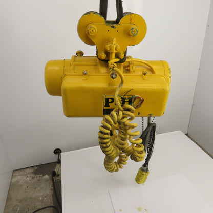P & H Ziplift 1/2 Ton Electric Wire Rope Hoist 440V 3PH 15' Lift 20FPM W/Trolley