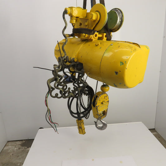 P & H Ziplift 1 Ton Electric Wire Rope Hoist 460V 3PH 15' Lift 7/20FPM W/Trolley