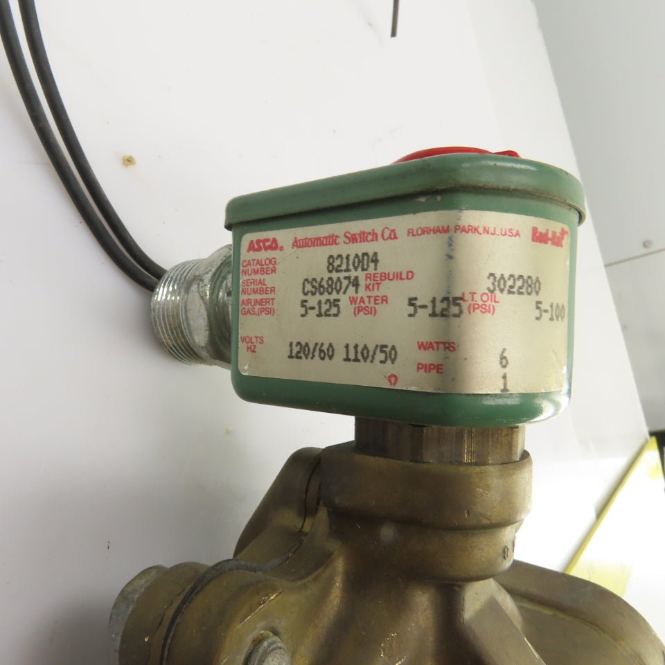Asco 8210D4 Red Hat 120V Air Water Gas Solenoid Valve 1" NPT Ports 5-100PSI