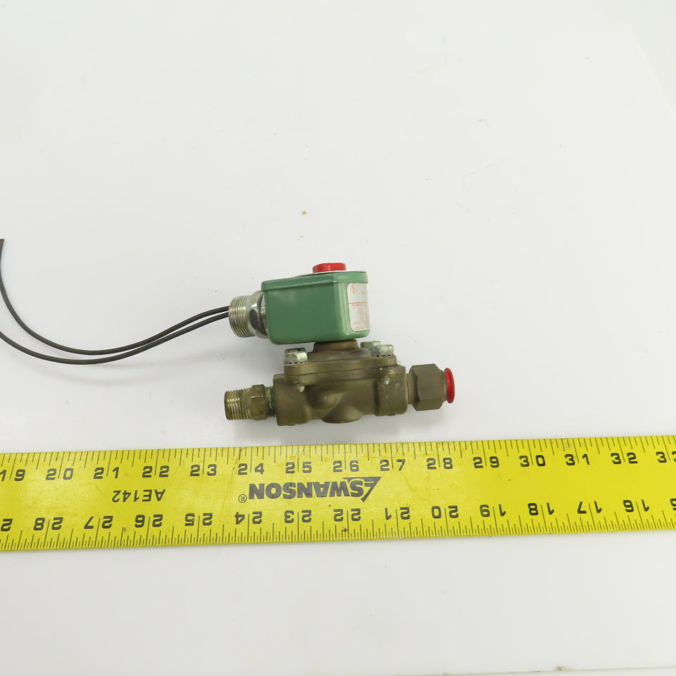 Asco 8210D1 Red Hat 120V Air Water Gas Solenoid Valve 3/8" NPT Ports 5-200PSI