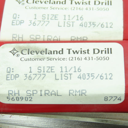 Cleveland 11/16" Chucking Reamer 6 Straight Flute Morse Taper #2 Shank Lot of 2