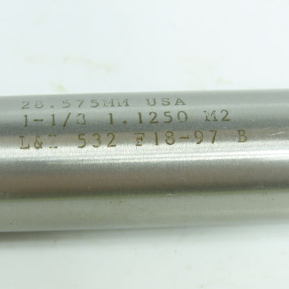 L&I 1-1/8" Expansion Chucking Reamer 8 Straight Flute Morse Taper #3 Shank USA
