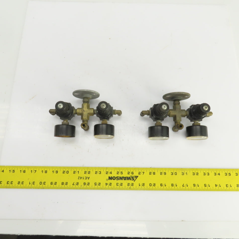 0-200 PSI Twin Pneumatic Regulator W/Gauges Set-Up 3/8" NPT Lot Of 2