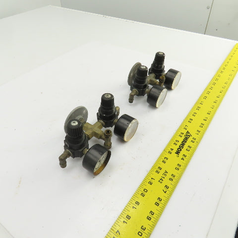 0-200 PSI Twin Pneumatic Regulator W/Gauges Set-Up 3/8" NPT Lot Of 2