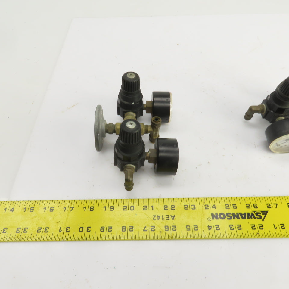 0-200 PSI Twin Pneumatic Regulator W/Gauges Set-Up 3/8" NPT Lot Of 2