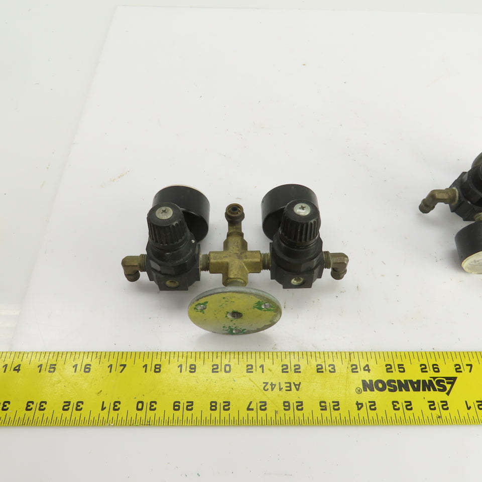 0-200 PSI Twin Pneumatic Regulator W/Gauges Set-Up 3/8" NPT Lot Of 2
