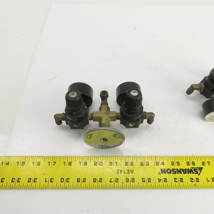 0-200 PSI Twin Pneumatic Regulator W/Gauges Set-Up 3/8" NPT Lot Of 2