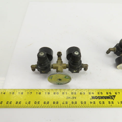 0-200 PSI Twin Pneumatic Regulator W/Gauges Set-Up 3/8" NPT Lot Of 2