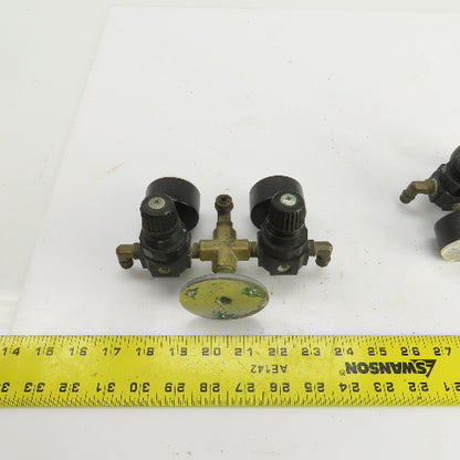 0-200 PSI Twin Pneumatic Regulator W/Gauges Set-Up 3/8" NPT Lot Of 2