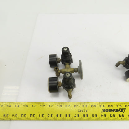 0-200 PSI Twin Pneumatic Regulator W/Gauges Set-Up 3/8" NPT Lot Of 2