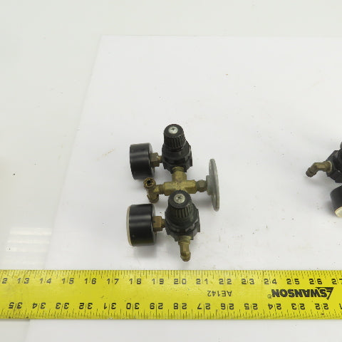 0-200 PSI Twin Pneumatic Regulator W/Gauges Set-Up 3/8" NPT Lot Of 2