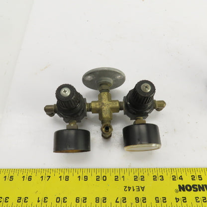 0-200 PSI Twin Pneumatic Regulator W/Gauges Set-Up 3/8" NPT Lot Of 2