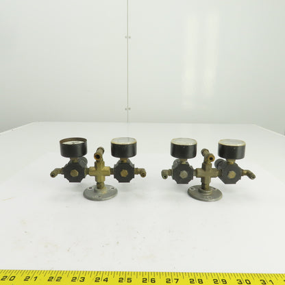 0-200 PSI Twin Pneumatic Regulator W/Gauges Set-Up 3/8" NPT Lot Of 2