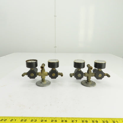 0-200 PSI Twin Pneumatic Regulator W/Gauges Set-Up 3/8" NPT Lot Of 2