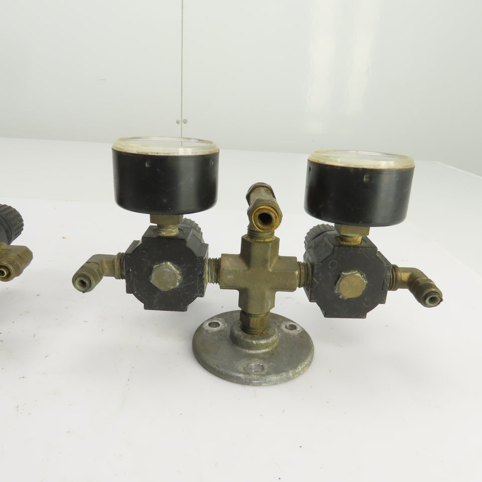 0-200 PSI Twin Pneumatic Regulator W/Gauges Set-Up 3/8" NPT Lot Of 2