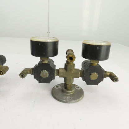 0-200 PSI Twin Pneumatic Regulator W/Gauges Set-Up 3/8" NPT Lot Of 2