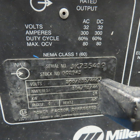 Miller 902943 330ST Aircrafter AC/DC ARC Welder200/230-460V 1Ph Water Cooled