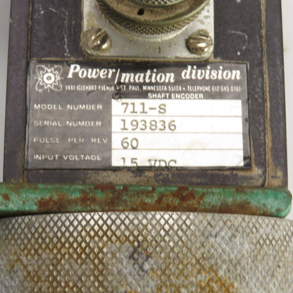 Powermation 711-S Shaft Encoder Pulse Per Rev. 60 15VDC