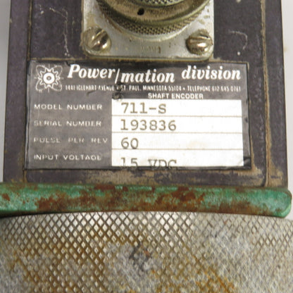 Powermation 711-S Shaft Encoder Pulse Per Rev. 60 15VDC
