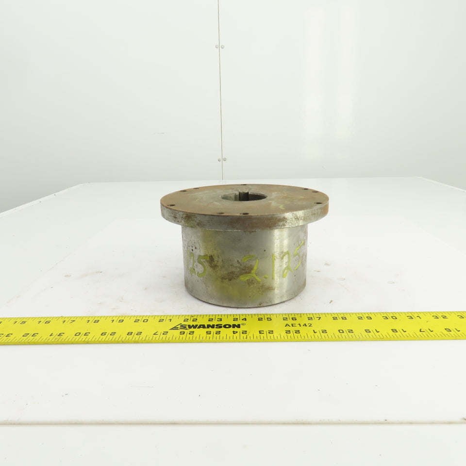 Flanged Coupling Hub Sleeve 2.125" Shaft 7-7/8" Flange OD 1/2" Key