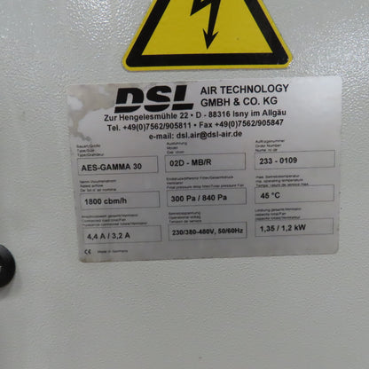 DSL Air Tech WES-GAMMA 30 Electrostatic Precipitator ESP 1800cbm/h 1.35kW 3PH