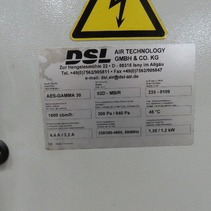 DSL Air Tech WES-GAMMA 30 Electrostatic Precipitator ESP 1800cbm/h 1.35kW 3PH