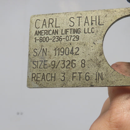 Carl Stahl Size 9/32G 8 3 Leg Lifting Hook 3'6" Reach 60° 300LBS. Limit