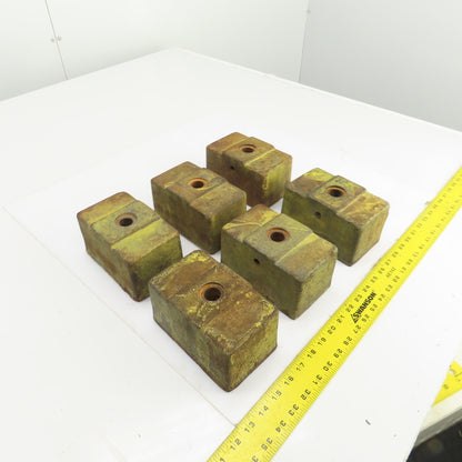6 Lx3-1/2Wx 3-1/4" H Cast Iron Machine Foot Pad Targets W/0.808" Thru Hole Lot/6