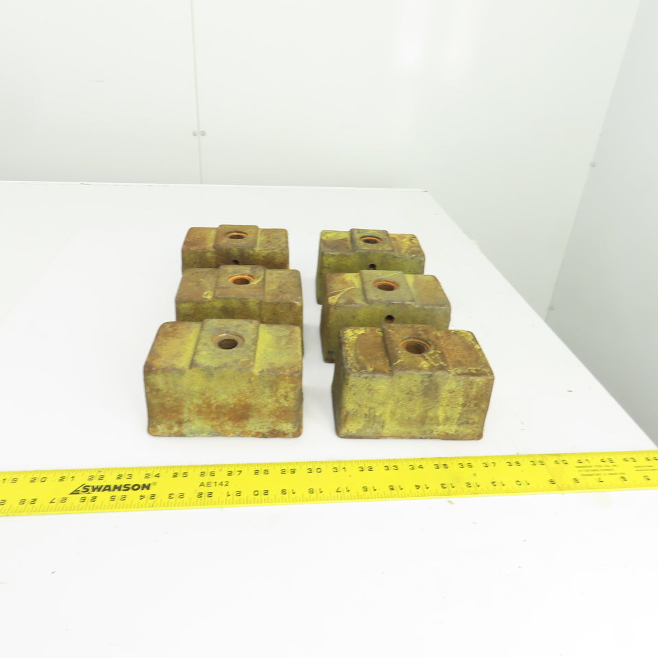 6 Lx3-1/2Wx 3-1/4" H Cast Iron Machine Foot Pad Targets W/0.808" Thru Hole Lot/6
