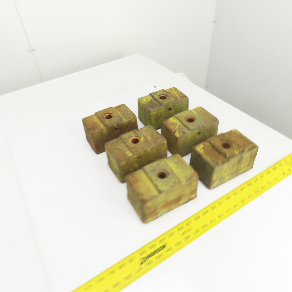 6 Lx3-1/2Wx 3-1/4" H Cast Iron Machine Foot Pad Targets W/0.808" Thru Hole Lot/6
