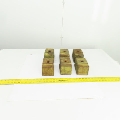 6 Lx3-1/2Wx 3-1/4" H Cast Iron Machine Foot Pad Targets W/0.808" Thru Hole Lot/6