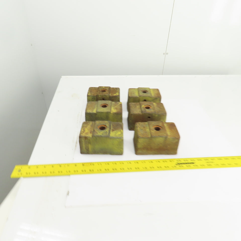 6 Lx3-1/2Wx 3-1/4" H Cast Iron Machine Foot Pad Targets W/0.808" Thru Hole Lot/6