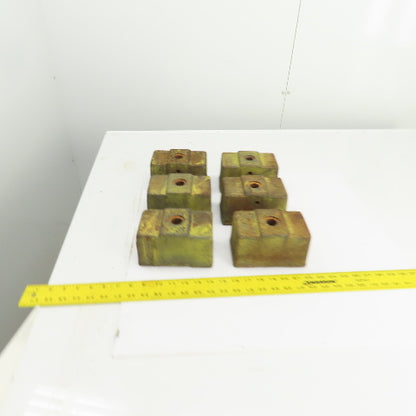 6 Lx3-1/2Wx 3-1/4" H Cast Iron Machine Foot Pad Targets W/0.808" Thru Hole Lot/6