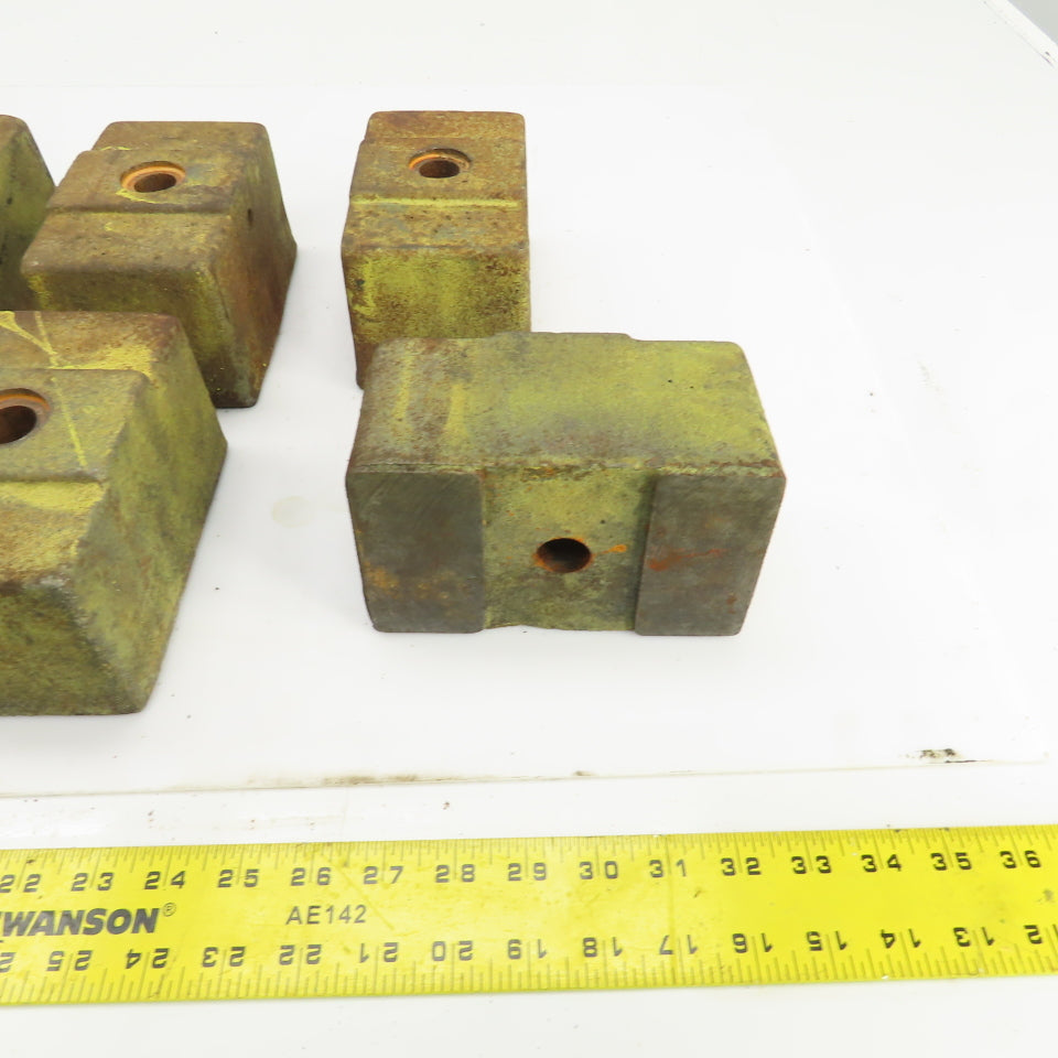6 Lx3-1/2Wx 3-1/4" H Cast Iron Machine Foot Pad Targets W/0.808" Thru Hole Lot/6