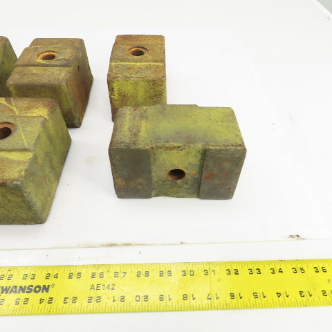 6 Lx3-1/2Wx 3-1/4" H Cast Iron Machine Foot Pad Targets W/0.808" Thru Hole Lot/6