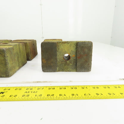 6 Lx3-1/2Wx 3-1/4" H Cast Iron Machine Foot Pad Targets W/0.808" Thru Hole Lot/6