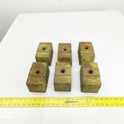 6 Lx3-1/2Wx 3-1/4" H Cast Iron Machine Foot Pad Targets W/0.808" Thru Hole Lot/6