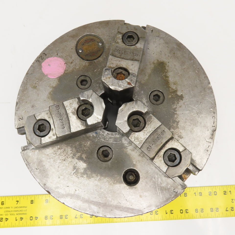Cushman 10" 3 Jaw Scroll Chuck L1 Taper Mounting W/ Jaws 2" Thru Hole