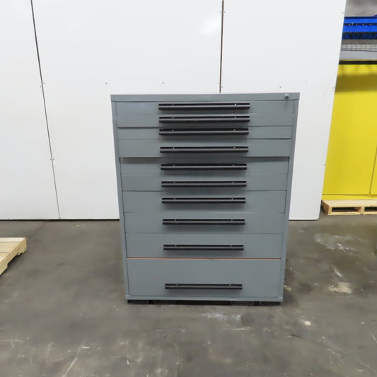 Equipto 10 Drawer Industrial Parts Tool Storage Shop Cabinet 45" x 28" x 59"