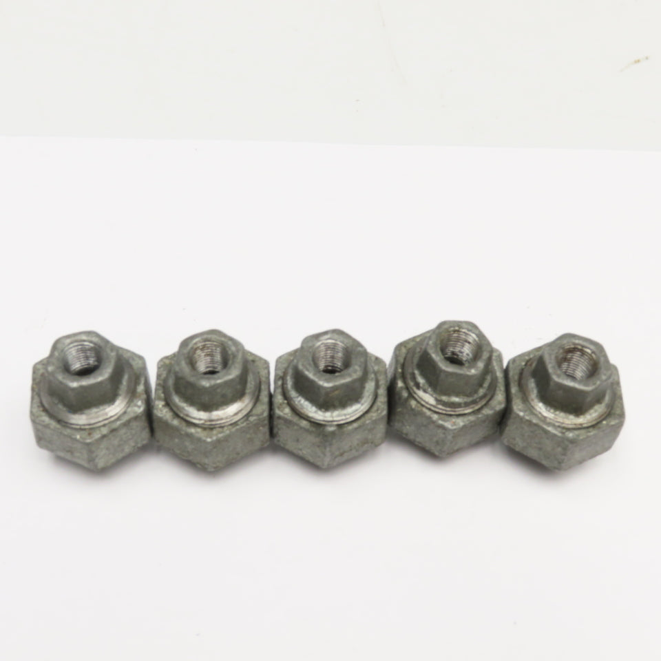 1/8" NPT Galvanized Malleable Iron Pipe Union Lot Of 5