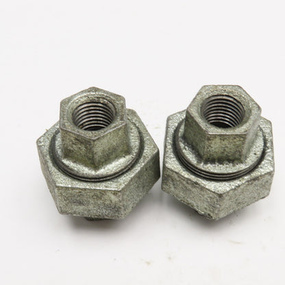 1/4" NPT Galvanized Malleable Iron Pipe Union Lot Of 2