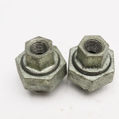 1/4" NPT Galvanized Malleable Iron Pipe Union Lot Of 2
