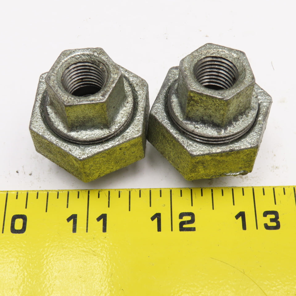 1/4" NPT Galvanized Malleable Iron Pipe Union Lot Of 2