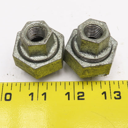 1/4" NPT Galvanized Malleable Iron Pipe Union Lot Of 2
